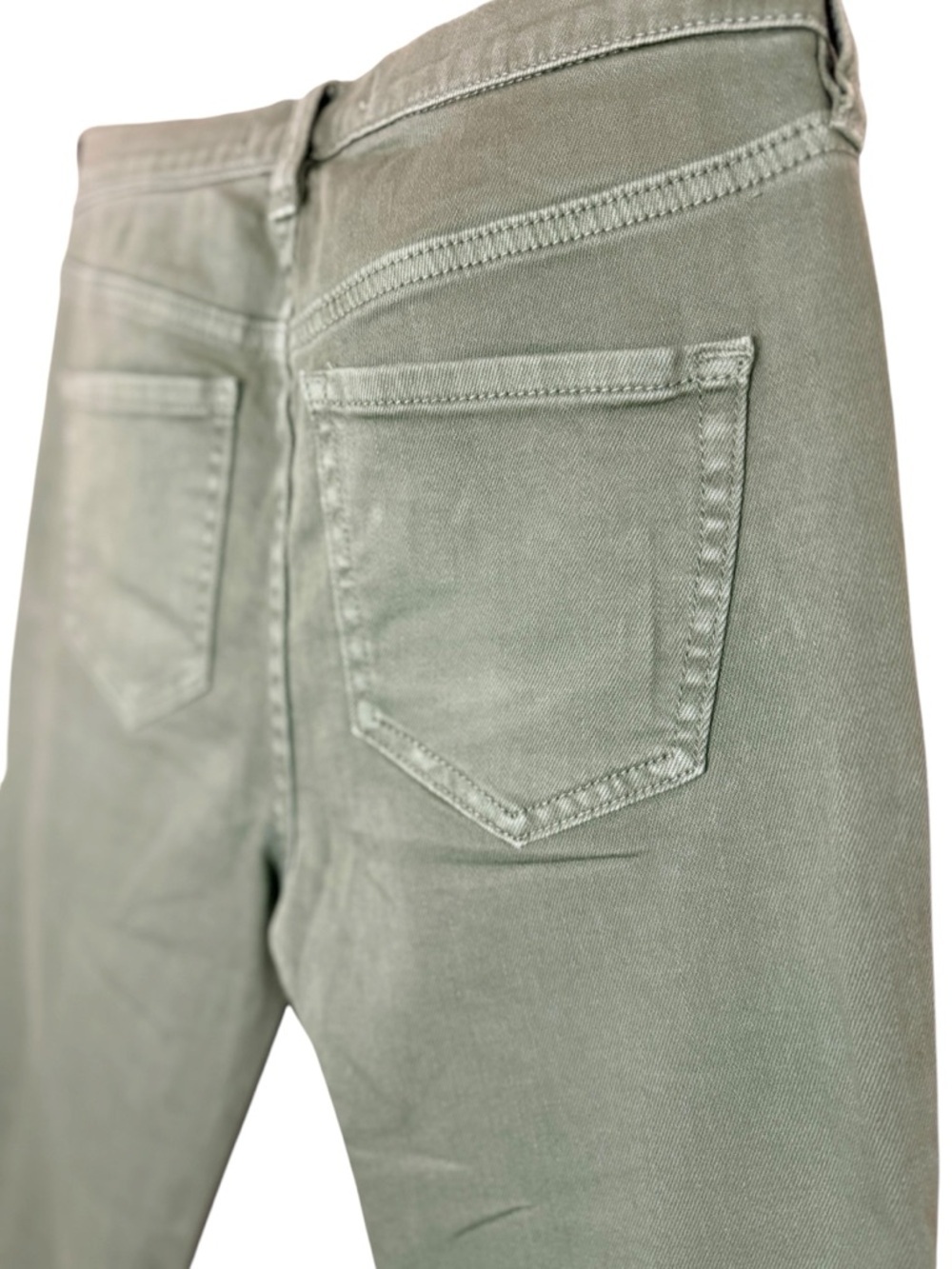 Free People Olive Green Distressed Jeans Frayed Hem Size 25 Boho Raw Hem - Picture 8 of 9